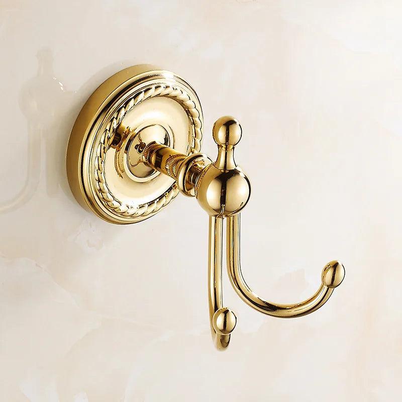 Classical European Wall Mounted Gold/Black/Bronze Brushed Brass 1-3 Europe Robe Hooks Coat Hook - Twinsupliers