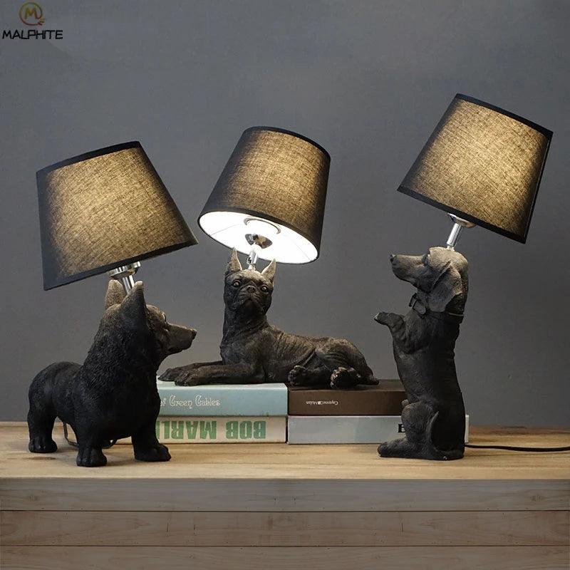 Creative Animals LED Table light Bedroom bedside lamp Living room Resin Dogs Table Lamps abajur para Home Deco lighting fixtures - Twinsupliers