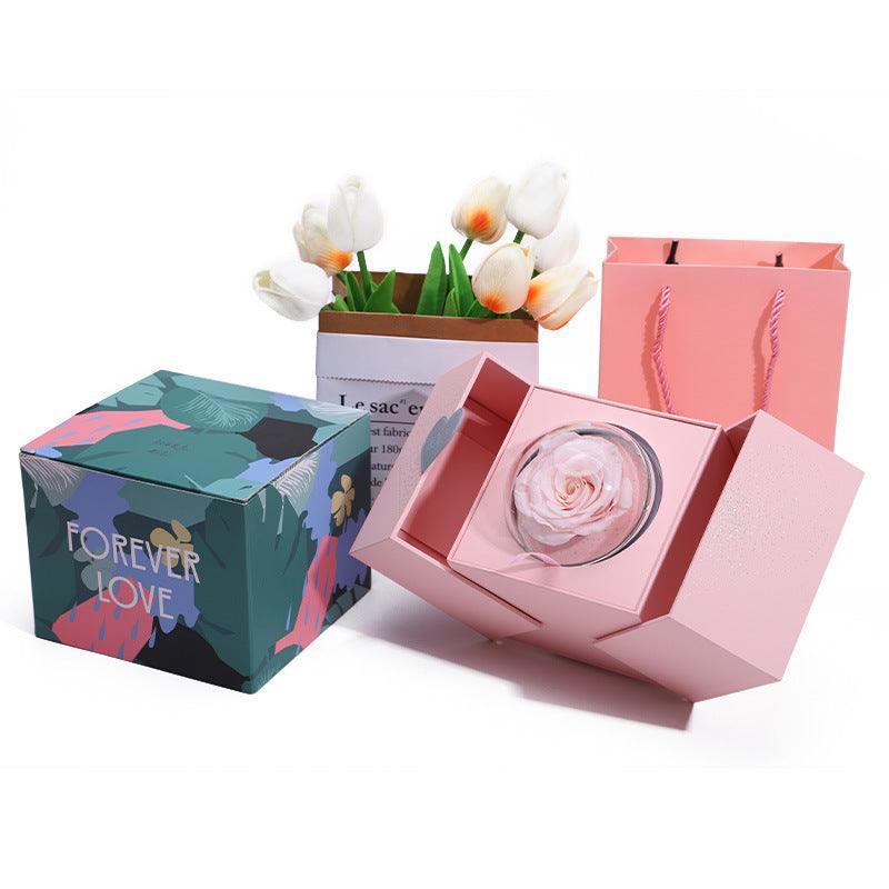 Creative Eternal Rose Box Eternal Soap Flower Jewelry Box Ring Necklace Storage Case Valentines Surprise Gift - Twin suppliers 