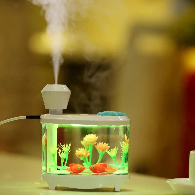 Creative Fish Tank Air Humidifier Diffuser Colorful Night Light DC5V USB Mini Mist Maker 460ML Water Diffuser Mute Sprayer - Twinsupliers