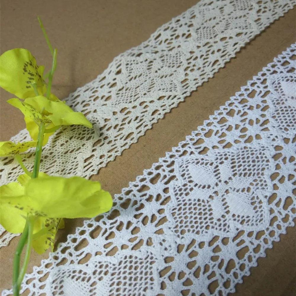 Crocheted Webbing 6/7 Cm Width Cotton Lace Floral Ribbon for Handmade Sewing Christmas Easter Wedding Deco Gift Packing - Twinsupliers