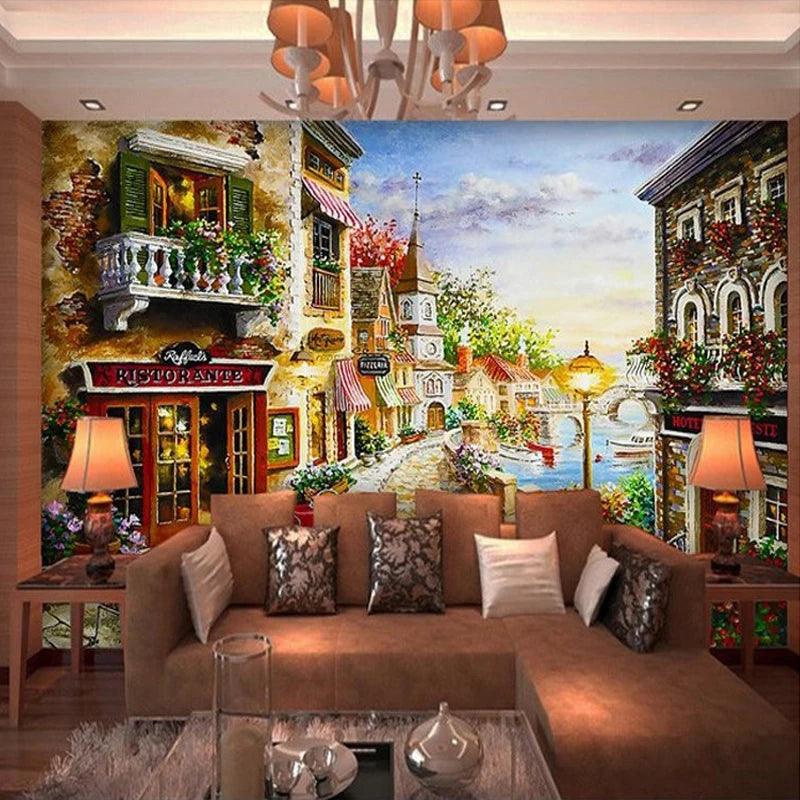 Custom 3D Photo Wallpaper European Town Landscape Mural Wallpaper Decor Living Room Bedroom Decals Wallpaper Papel De Parede 3D - Twinsupliers