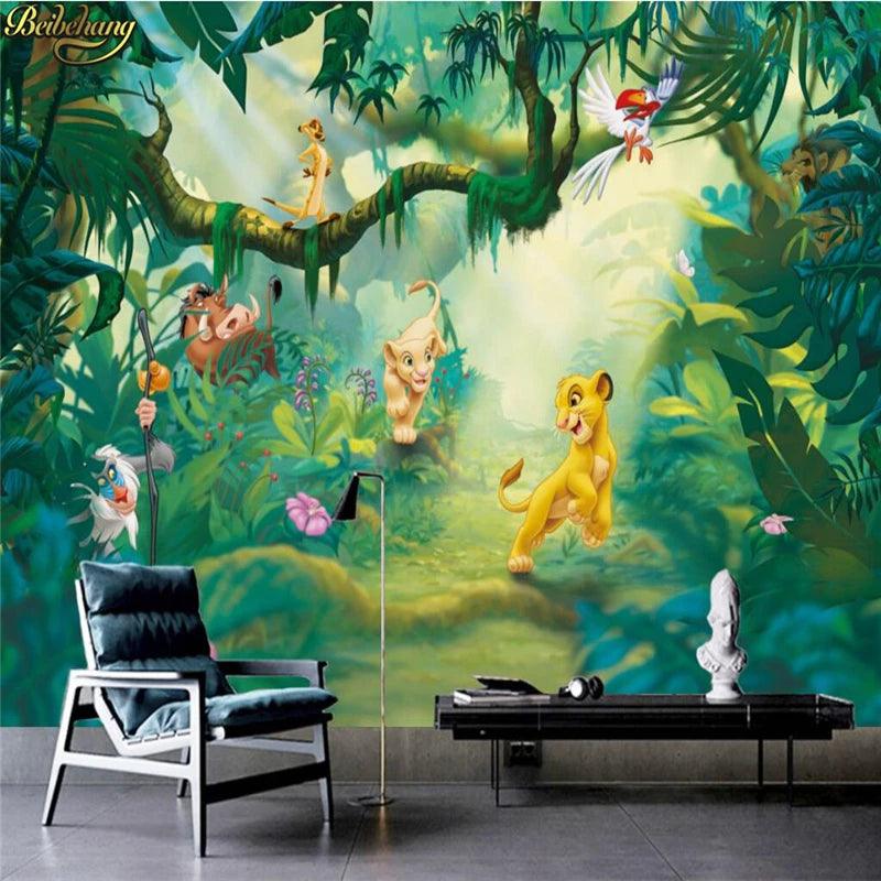 Custom Photo 3D Cartoon Animal Wallpaper Wood Background Wall Decorative wall paper for Children's Room Wall Painting Background - Twinsupliers