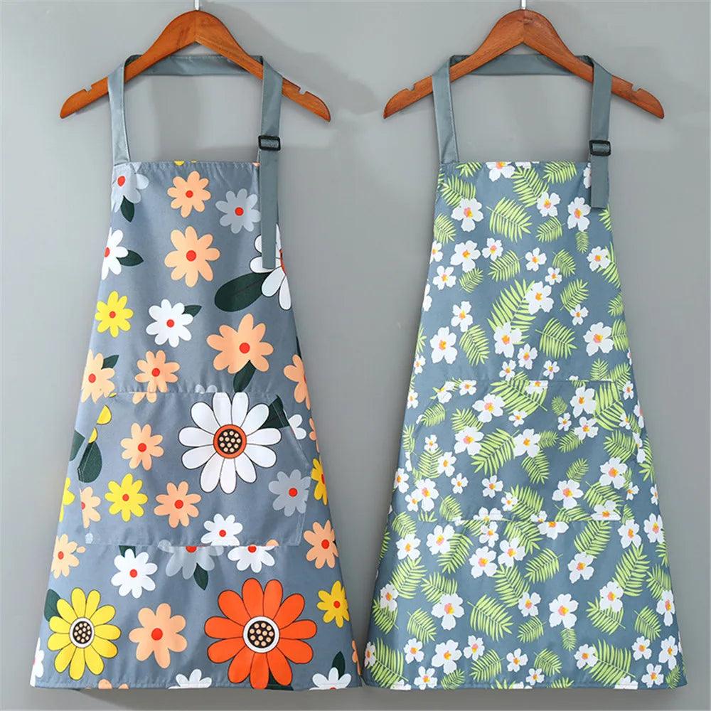 Cute Flower Kitchen Household Oil-Proof Cooking Apron For Women Children Men Kitchen Waterproof Adult Coffee Baking Accessories - Twinsupliers