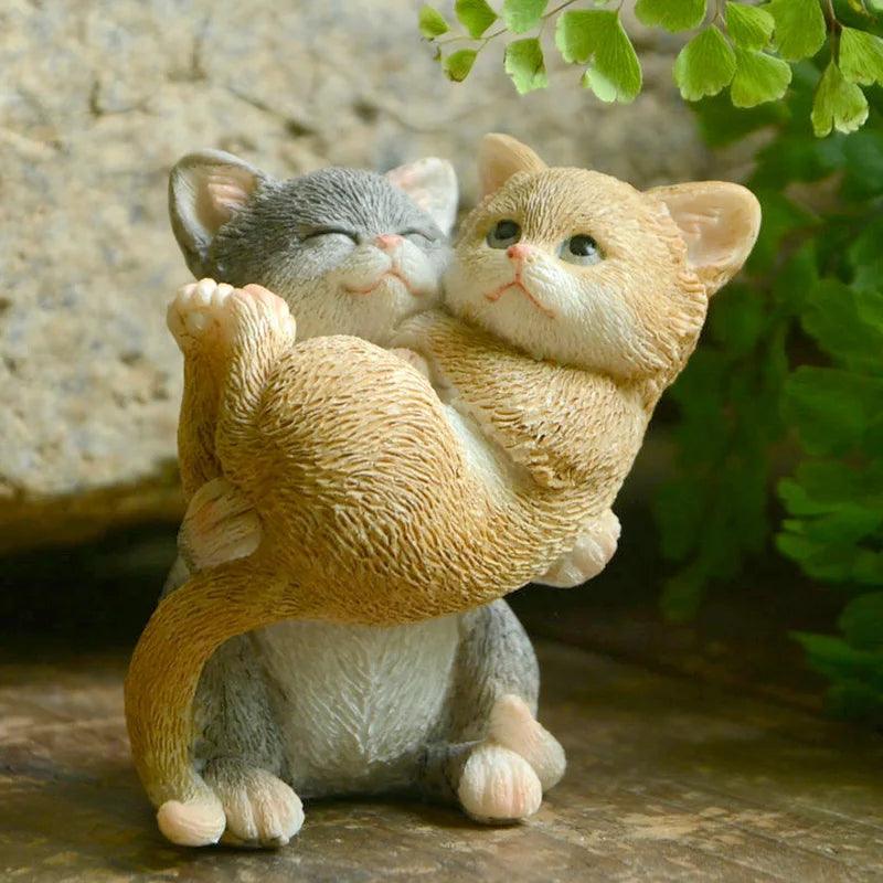 Cute Kittens Cat Figurine Micro Landscape Ornaments Decorative Figurines Garden Desk Deco Home Decoration Maison et Jardin - Twinsupliers