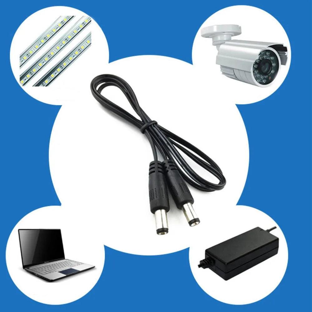 DC Power Plug 5.5 x 2.1mm Male To 5.5 x 2.1mm Male CCTV Adapter Connector Cable Power Extension Cords - Twinsupliers