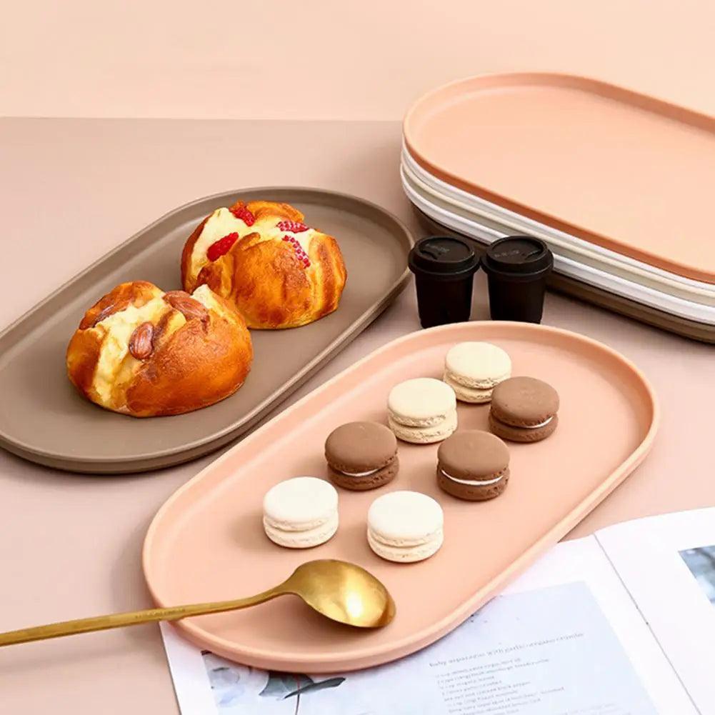 Dessert Tray Food Grade BPA Free Simple Style Smooth Edge Storage Tray Oval Storage Tray Dish Dinner Plate Kitchen Supplies - Twinsupliers