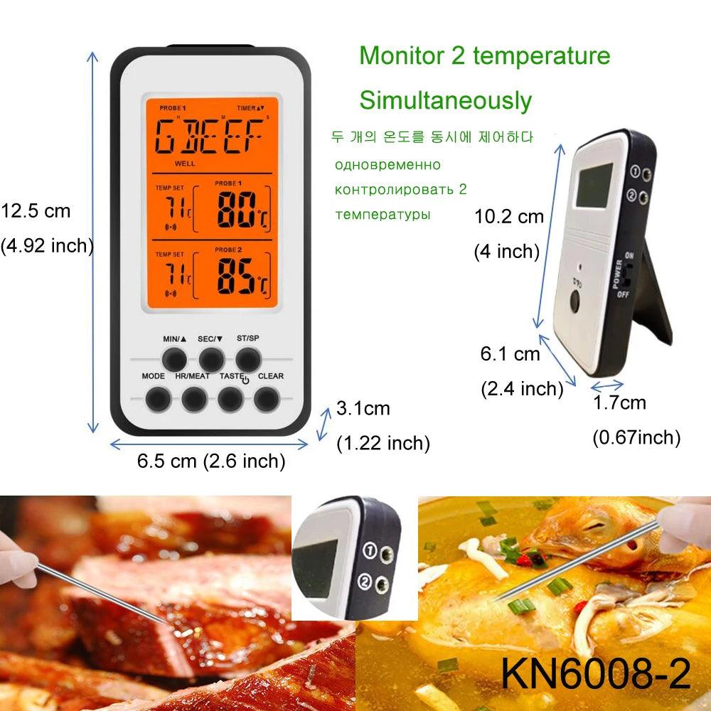 Digital BBQ Thermometer Wireless Kitchen Oven Food Cooking Grill Smoker Meat Thermometer with Probe and Timer Temperature Alarm - Twin suppliers 