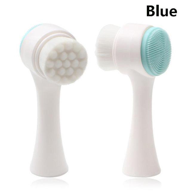 Double-sided Silicone Skin Care Tool Facial Cleanser Brush Face Cleaning Vibration Facial Massage Washing Product - Twin suppliers 