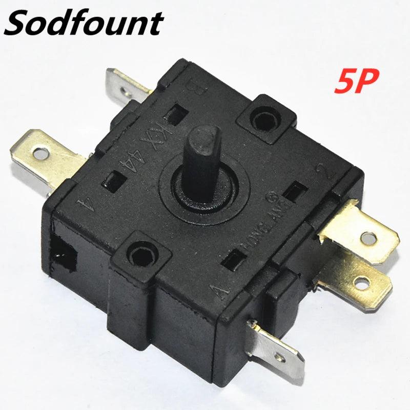 Electric Room Heater Position 3 Pin 5Pin Rotary Switch Selector AC 250V 16A Radiator - Twinsupliers