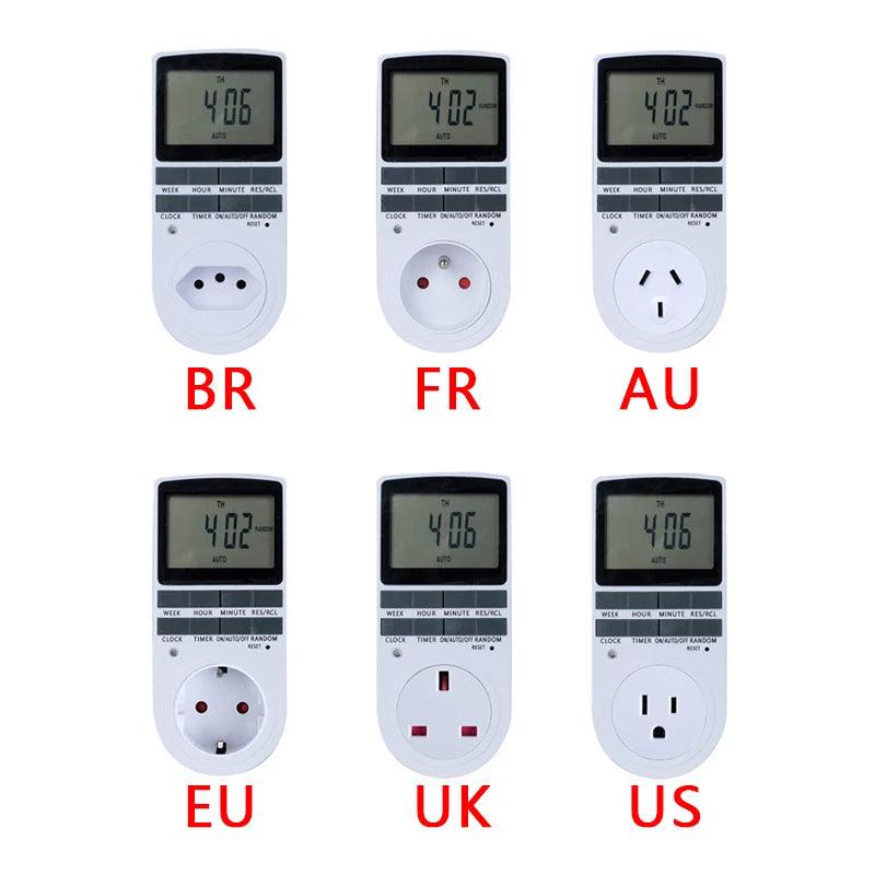 Electronic Digital Timer Switch 24 Hour Cyclic EU UK AU US BR FR Plug Kitchen Timer Outlet Programmable Timing Socket 220V - Twinsupliers