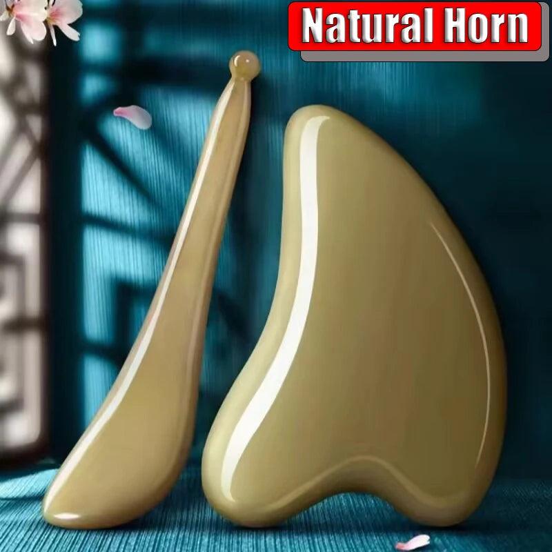 Facial Gua Sha Beauty Tools Natural Ox Horn Scraping Board & Massage - Twin suppliers 