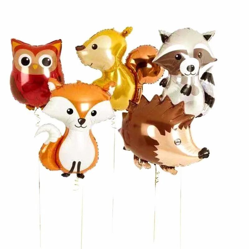 Fox Deer Raccoon Animal Balloons Birthday Wedding Forest Party Decoration Metal Silver Latex Balloon Baby Shower Background Deco - Twinsupliers