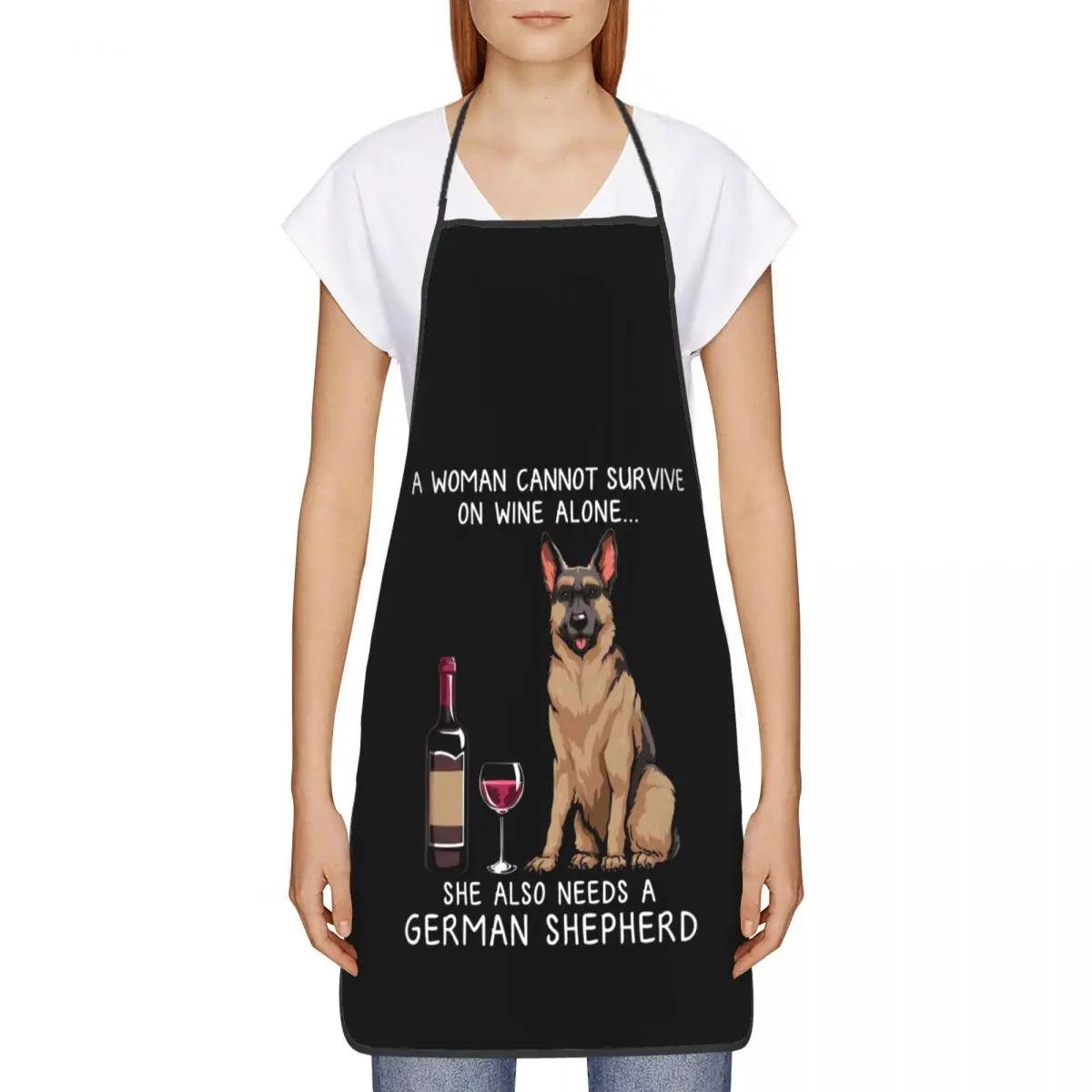 Funny Pet Dog And Wine Apron Men Women Unisex Kitchen Chef Husky Poodle Bulldog Tablier Cuisine for Cooking Baking Gardening - Twinsupliers