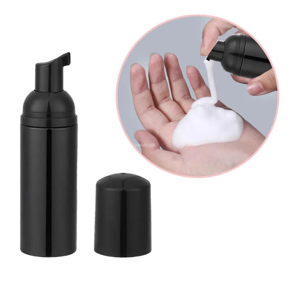 Glossy Black Plastic Foam Pump Bottle Eyelash Grooming Brush - Twin suppliers 