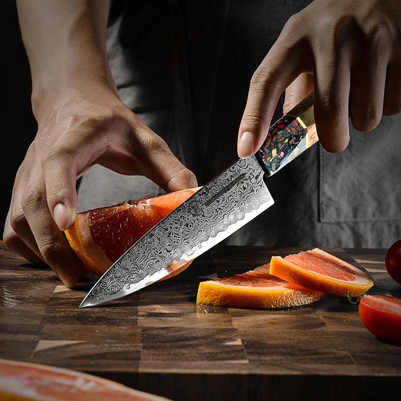 Grandsharp Japanese Damascus AUS-10 Steel 5.5 Inch Utility Knife Ultra Sharp Stainless Steel Chef Slicing Cutter Kitchen Knives - Twinsupliers