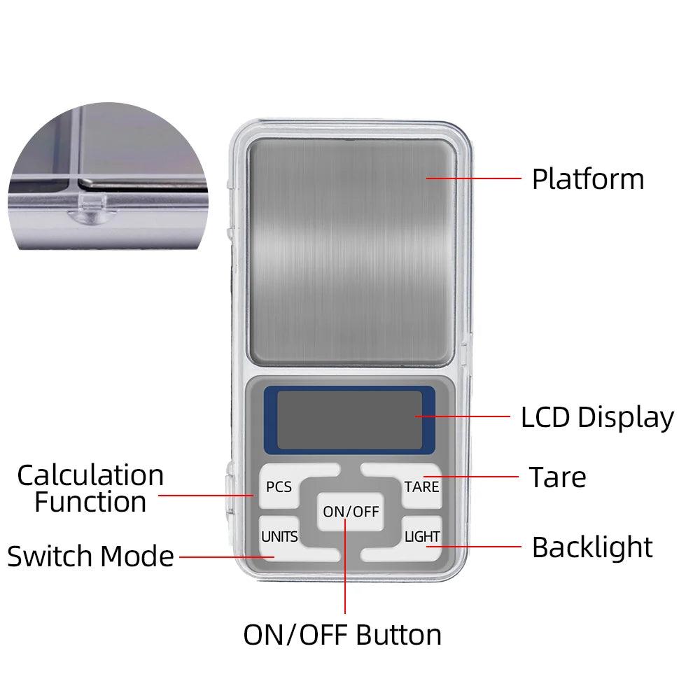 High Precision Balance 500g 0.1g Electronic Weight Scale Digital Pocket Jewelry Diamond With Retail Box Backlight For Kitchen - Twin suppliers 