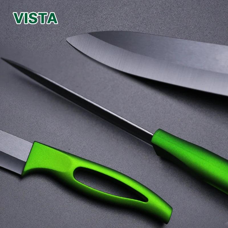 High Quality Ceramic Knife cooking set 3" 4" 5" inch Black Blade Green Handle Paring Fruit Cooking Kitchen Knives - Twin suppliers 