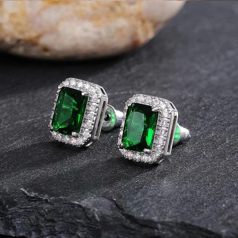 Huitan Gorgeous Green Cubic Zirconia Stud Earrings for Women Noble Wedding Party Earring Nice Birthday Gift Lady Fashion Jewelry - Twin suppliers 