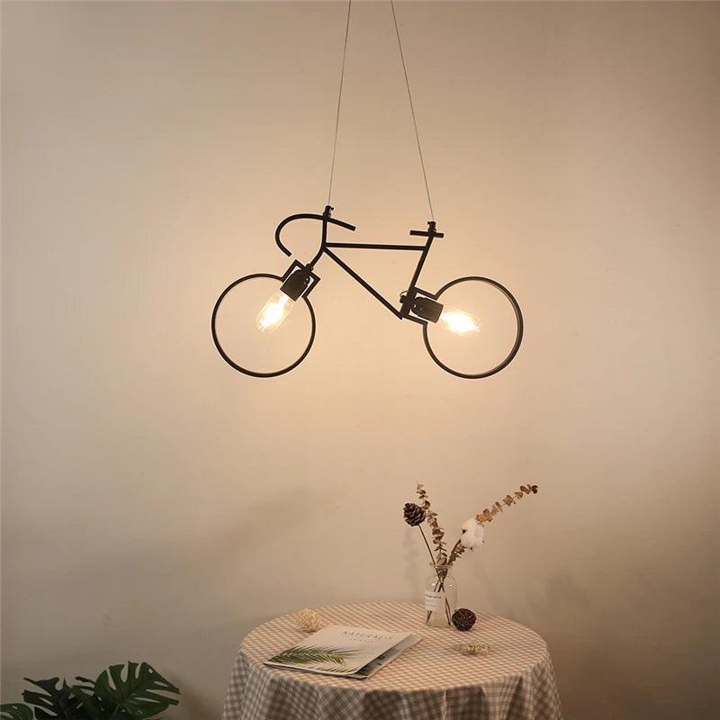 Iron Bicycle Pendant Lights Home Deco Industrial Hanging Lamp loft Living Room Hanglamp Bedroom Lamp Restaurant Kitchen Fixtures - Twinsupliers