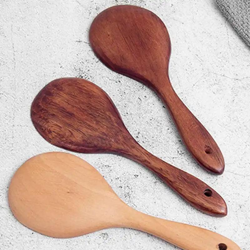 Japanese-style Wood Rice Spoon Rice Paddle Wooden Scoop Kitchen Spoon Ladle Tablespoon Big Serving Spoon Kitchen Tableware - Twinsupliers