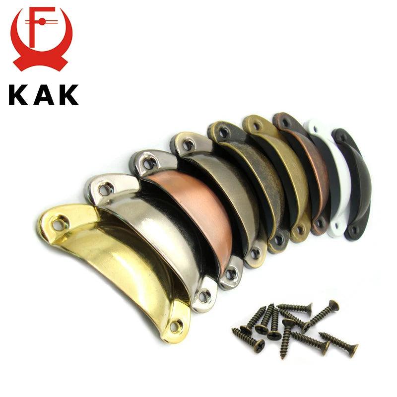 KAK 2PCS Retro Metal Kitchen Drawer Cabinet Door Handle And Furniture Knobs Handware Cupboard Antique Brass Shell Pull Handles - Twinsupliers