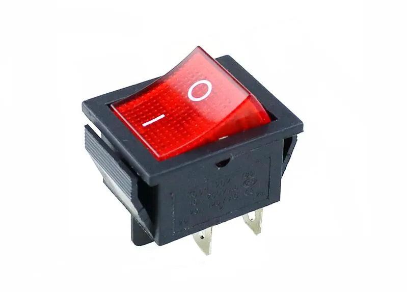 KCD4 ON-OFF 16A 250VAC/20A 125VAC Red Button Light Rocker Switch 4 Pin Rocker Power Switch - Twinsupliers