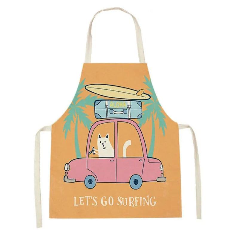 Kitchen Cooking Apron Rainbow Print Aprons Cartoon Car Crane Fire Engine Women Sleeveless Kids Apron Pinafores Children Aprons - Twinsupliers