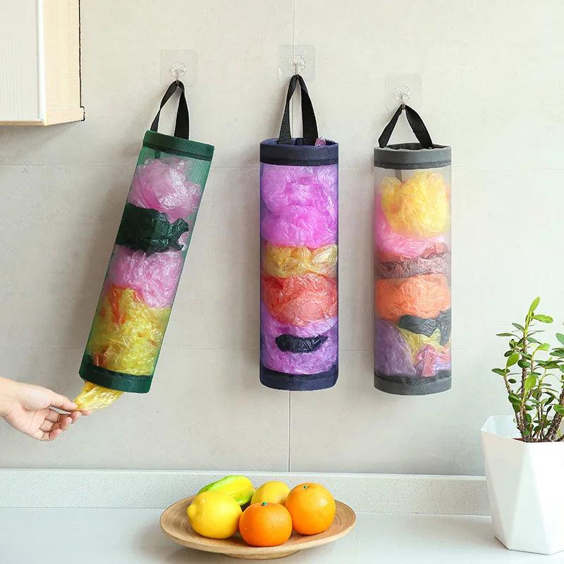 Kitchen Grocery Bag Home Holder Wall Mount Plastic Bag Holder Dispenser Hanging Storage Trash Garbage Bag Garbage Organizer - Twin suppliers 