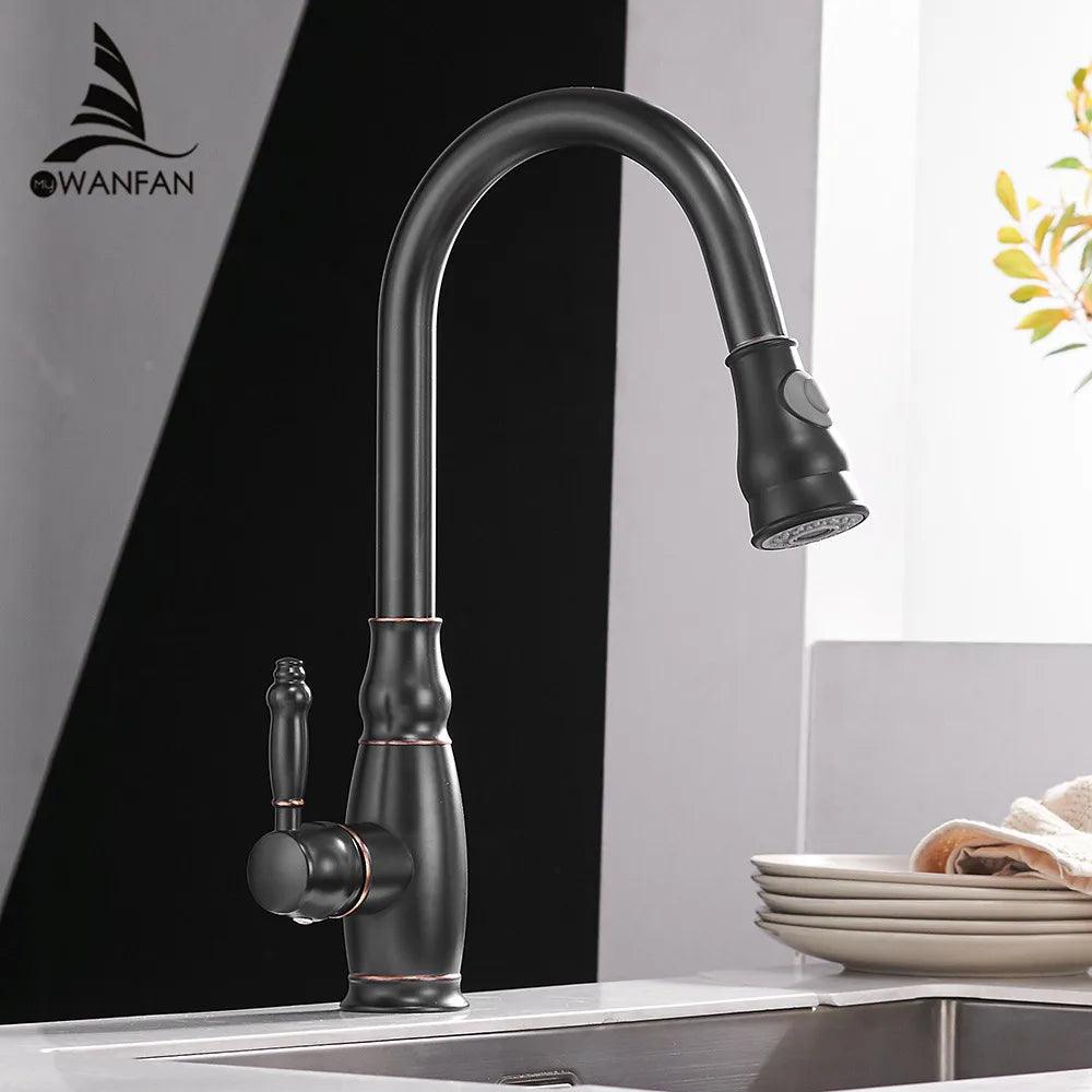 Kitchen Mixer Gold Pull Out Kitchen Faucet Deck Mount Kitchen Sink Faucet Mixer Cold Hot Water Torneira Cozinha Rotate WF-4118 - Twinsupliers