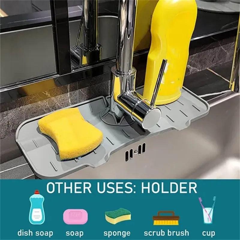 Kitchen Sink Silicone Faucet Pad Faucet Handle Drip Catcher Tray Sink Splash Guard Drain Mat Sponge Soap Holder Kitchen Gadgets - Twinsupliers