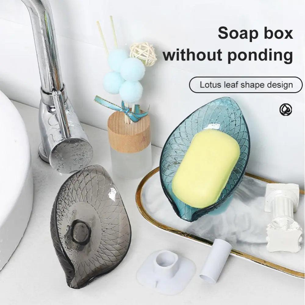 Leaf Shape Soap Dish Box Soap Holder Bathroom Plastic Eco-friendly Non-Slip Suction Cup Drain Rack Soap Holder Household Storage - Twin suppliers 