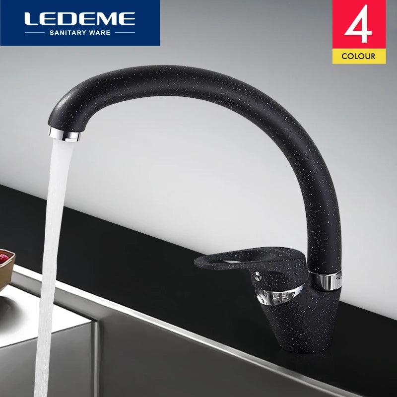 LEDEME Multi-color Kitchen Faucet Modern Style Home Cold and Hot Water Tap Single Handle Kitchen Faucets Black White Khaki L5913 - Twinsupliers