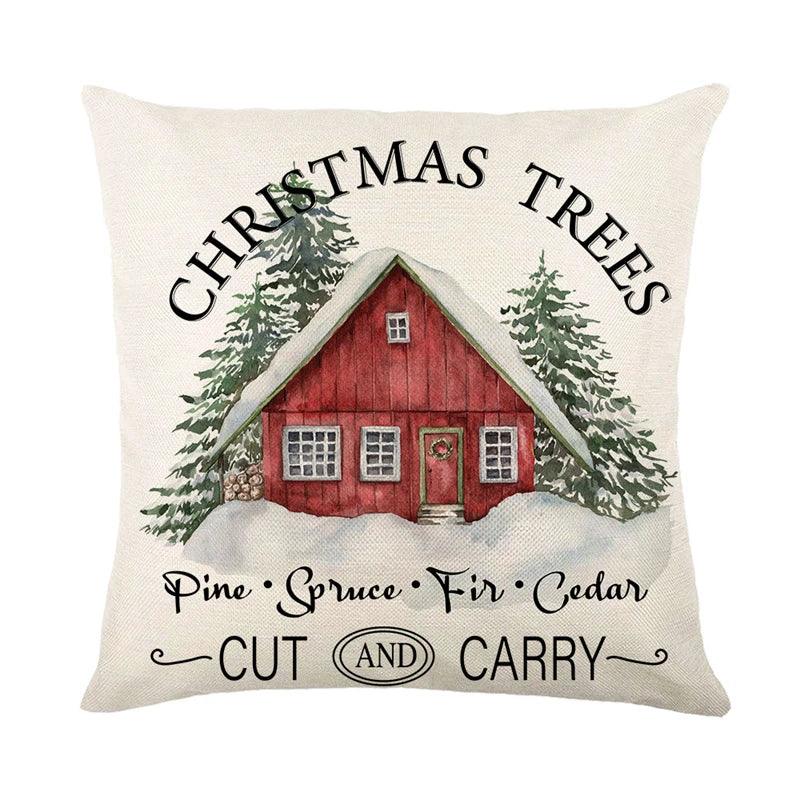 Linen Merry Christmas Pillow Cover 45x45cm Throw Pillowcase Winter Christmas Decorations for Home Tree Deer Sofa Cushion Cover - Twinsupliers