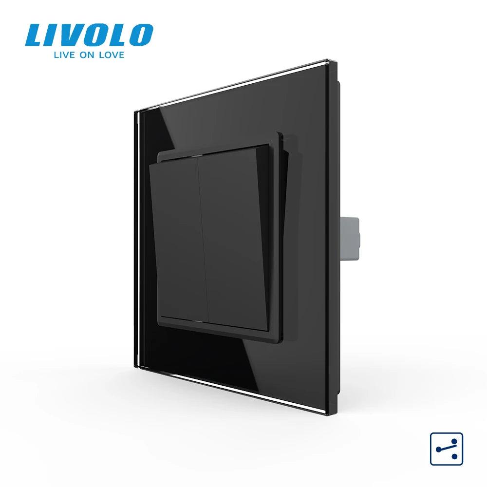 Livolo EU standard Luxury Crystal Glass Panel, Two Gangs,2 Way Push Button Home Wall Switch, C7K2S-11/12,no logo,key pad cross - Twinsupliers