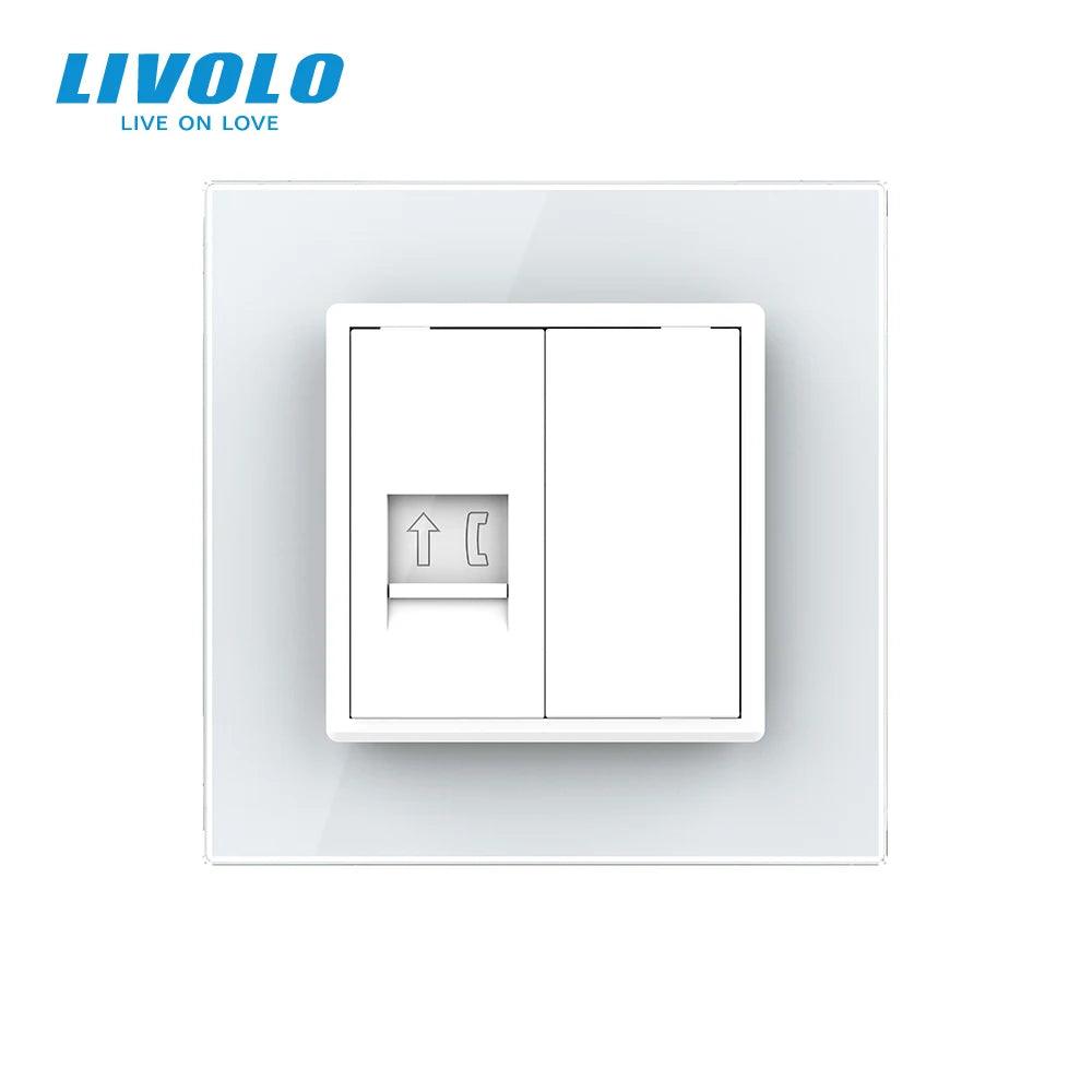 Livolo EU Standard Manufacture Telephone Wall Outlet plug Socket, Crystal Glass Panel, tel plugs - Twinsupliers