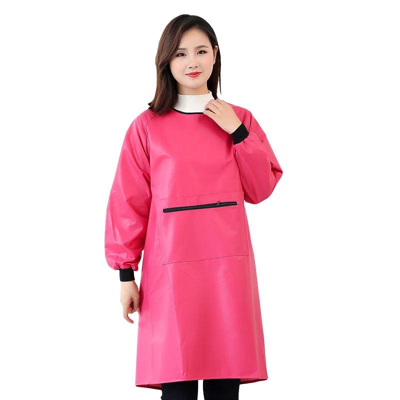 Long-sleeve PU Leather Apron Kitchen Cooking Pet Shop Waterproof And Oil-proof Soft Anti-wear Gown For Adults Women's Overall - Twinsupliers