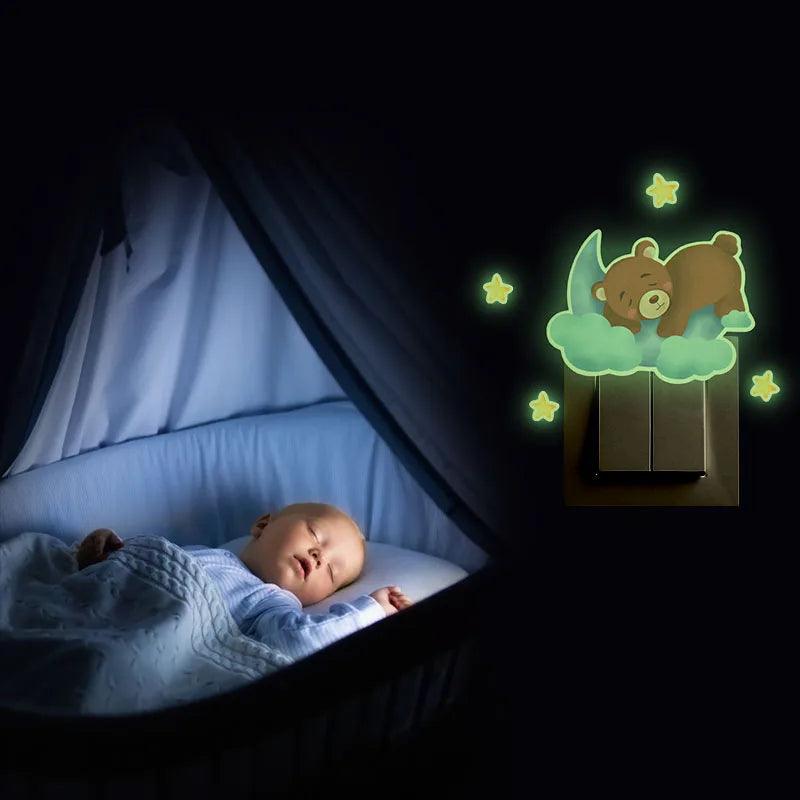 Luminous Baby Bear Moon Elephant Wall Stickers For Baby Kids Room Bedroom Home Deco Decals Glow In The Dark Combination Stickers - Twinsupliers