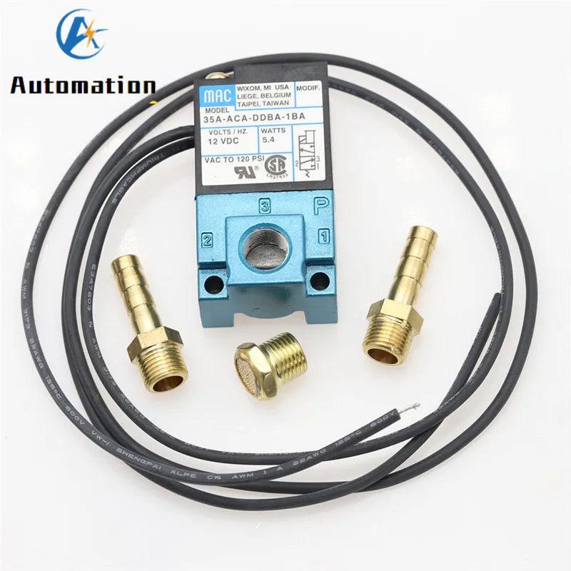 MAC 3 Port Electronic Boost Control Solenoid Valve DC12V 35A-ACA-DDBA-1BA With 6MM Tube Fittings Brass Silencer - Twinsupliers