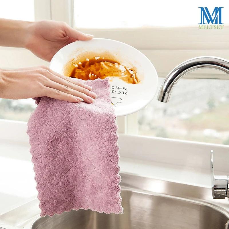 MELTSETM 8PCS Microfiber Towel Absorbent Kitchen Cleaning Cloths Non-stick Oil Dish Towel Rags Napkins Household Cleaning Towel - Twin suppliers 