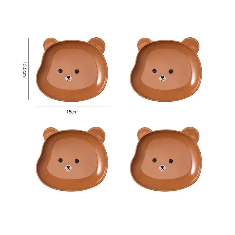 Mini Cute Cartoon Shape Bear Spit Bone Dish Creative Desktop Trash Tray Snack Food Residue Fruit Plate Kawaii Kitchen Tableware - Twinsupliers