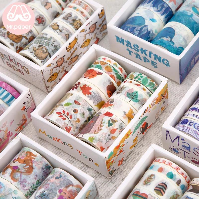 Mr Paper 26 Designs 10pcs/box Cute Cartoon Animals Washi Tapes Scrapbooking DIY Deco Creative Japanese Kawaii Masking Tapes - Twinsupliers