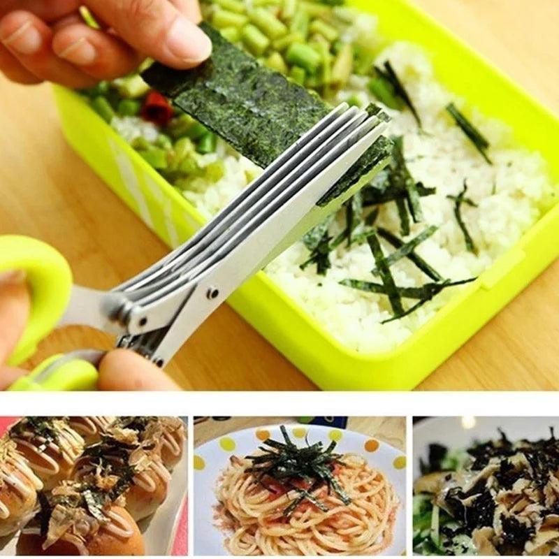 Muti-Layers Kitchen Scissors Stainless Steel Vegetable Cutter Scallion Herb Laver Spices cooking Tool Cut Kitchen Accessories - Twin suppliers 