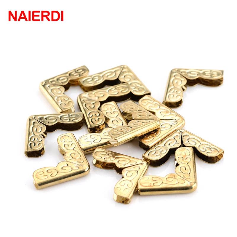 NAIERDI 100pcs 15x15x3mm Antique Brass Metal Book Scrapbooking Notebook Albums Menus Folders Corner Protectors Bronze Tone - Twinsupliers