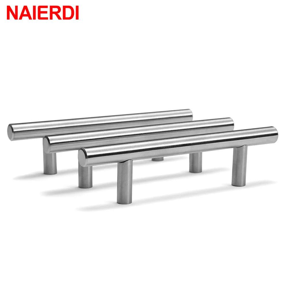 NAIERDI 2" ~ 24'' Stainless Steel Cabinet Handles Diameter 10mm Kitchen Door T Bar Straight Handle Pull Knobs Furniture Hardware - Twinsupliers