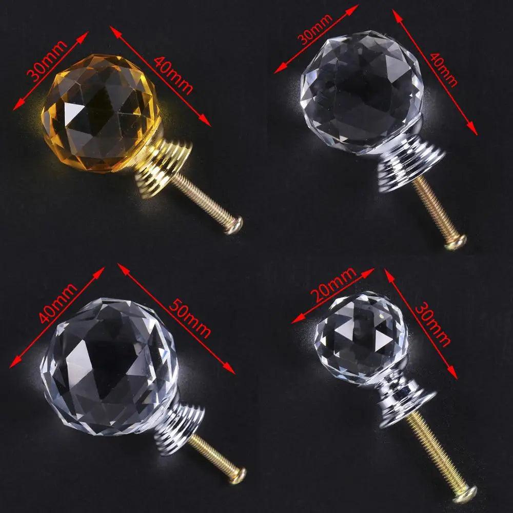 NAIERDI 20-30mm Crystal Handle Clear Glass Knobs Cupboard Drawer Pulls Kitchen Cabinet Wardrobe Handles Furniture Door Hardware - Twinsupliers