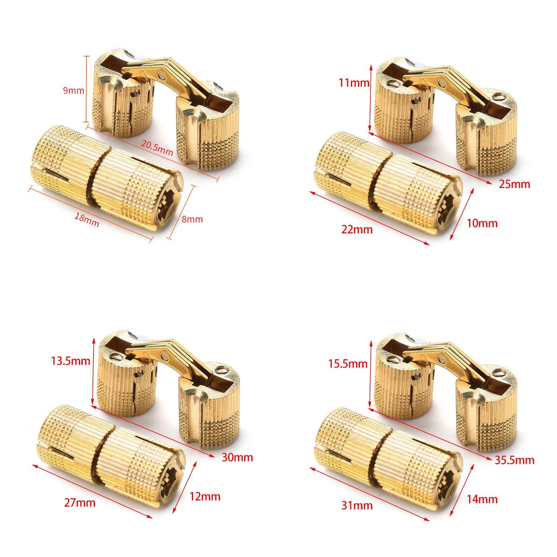 NAIERDI 8-18mm Copper Barrel Hinges Concealed Cabinet Hidden Invisible Brass Door Hinges For Furniture Hardware Gift Box - Twinsupliers