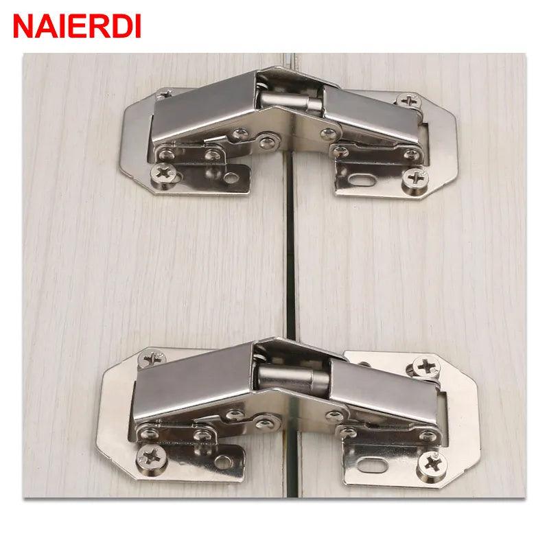 NAIERDI Cabinet Hinge 90 Degree No-Drilling Hole Cupboard Door Hydraulic Hinges Soft Close With Screws Furniture Hardware - Twinsupliers