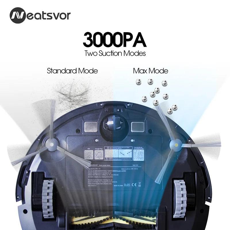 NEATSVOR X500 Robot Vacuum Cleaner 3000PA Powerful Suction 3-in-1 Pet Hair Household Dry and Wet Mopping Automatic Charging - Twinsupliers