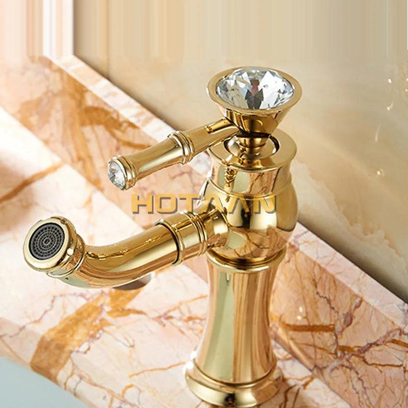 . New arrival Bathroom gold Basin Faucet Gold finish Brass Mixer Tap with ceramic torneiras para banheiro YT-5027 - Twinsupliers